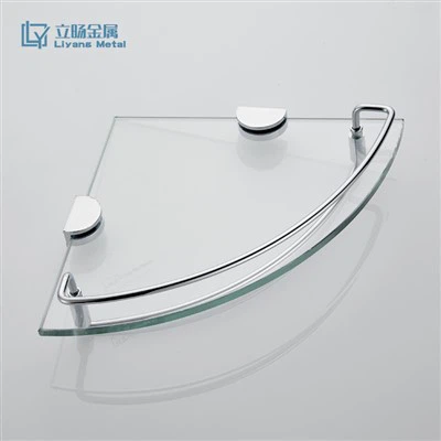 رف زجاجي مع قضيب منشفة كروم