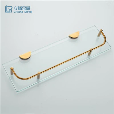 رف حائط زجاجي ذهبي